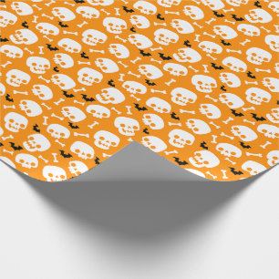 Papier Cadeau Taupe d'os noir blanc orange Halloween Party