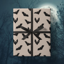 Taupe Noir Chauves-Souris Hantées Halloween Vintag