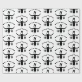 Papier Cadeau Taureau avec plumes noires Silhouette (Plat)