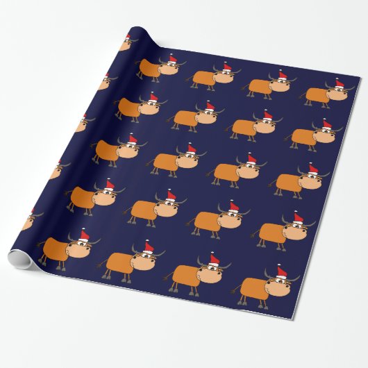 Papier Cadeau Taureau drôle dans la conception de Noël de (Déroulé)