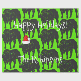 Papier Cadeau Taureaux noirs d'Angus et Noël rouge de casquette