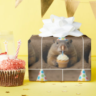 Papier Cadeau Tauron de la marmotte avec un cupcake