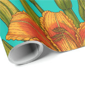 Papier Cadeau Tawny fleurs quotidiennes (Coin rond)