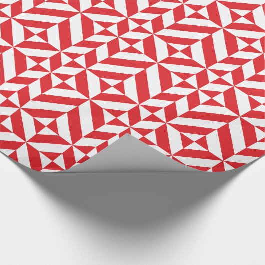 Papier Cadeau Tchry Red Geometric Deco Cube Pattern (Coin)