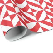 Papier Cadeau Tchry Red Geometric Deco Cube Pattern (Coin rond)