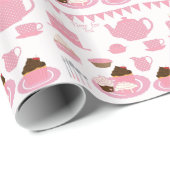 Papier Cadeau Tea Party rose (Coin rond)