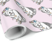 Papier Cadeau Tea Party Vieux chien anglais (Grey 1) (Coin rond)