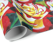 Papier Cadeau Tea Rose aquarelle art original Flower (Coin rond)