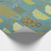 Papier Cadeau Teacup moderne Dusty Blue du milieu du siècle (Coin)