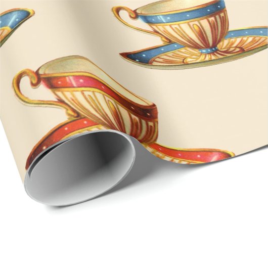 Papier Cadeau Teacups (Coin rond)