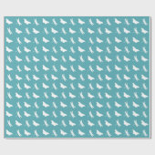 Papier Cadeau Teal and White Butterfly and Dragonfly Pattern (Plat)
