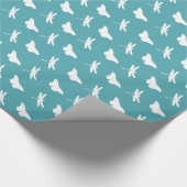 Papier Cadeau Teal and White Butterfly and Dragonfly Pattern (Coin)