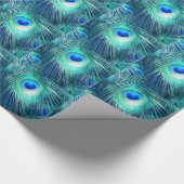 Papier Cadeau Teal Aquamarine Peacock Feather (Coin)