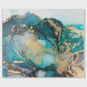 Papier Cadeau Teal Black Gold Alcohol Ink Fluid Artabstract,art, (Plat)