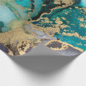 Papier Cadeau Teal Black Gold Alcohol Ink Fluid Artabstract,art, (Coin)