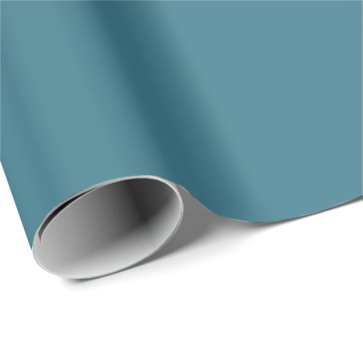 Papier Cadeau Teal Blue Solid (Coin rond)