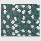 Papier Cadeau Teal et blanc floral (Plat)