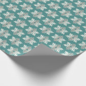 Papier Cadeau Teal et flocons de neige argentés (Coin)