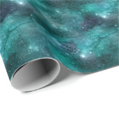 Papier Cadeau Teal Galaxy Series Design 8 (Coin rond)