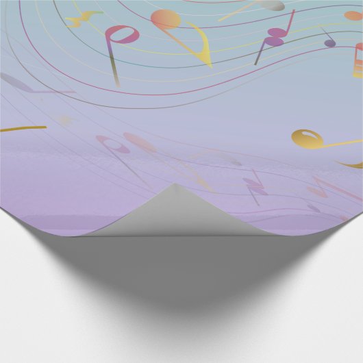Papier Cadeau Teal & Lavender Gradient Music Notes (Coin)