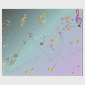 Papier Cadeau Teal & Lavender Gradient Music Notes (Plat)