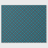 Papier Cadeau Teal & Navy Geometric Grid Pattern (Plat)