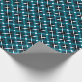 Papier Cadeau Teal & Navy Geometric Grid Pattern (Coin)