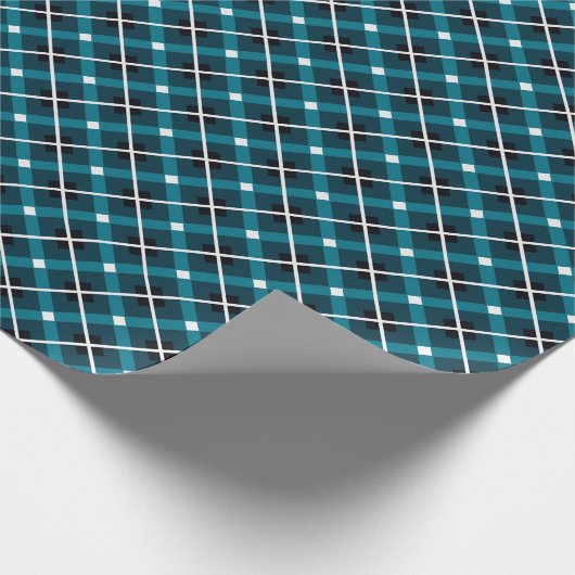 Papier Cadeau Teal & Navy Geometric Grid Pattern (Coin)