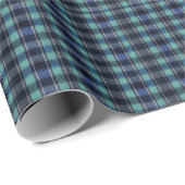 Papier Cadeau Teal & Navy Tartan Plaid Gift Wrap Wrapping Paper (Coin rond)