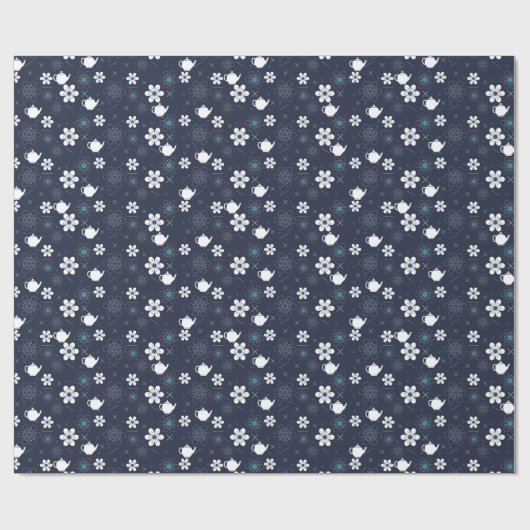 Papier Cadeau Teapots et fleurs (Plat)