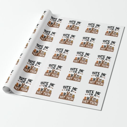 Papier Cadeau Technicien vétérinaire Bite Me Je suis technicien (Déroulé)