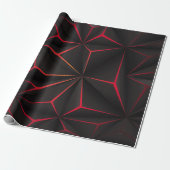 Papier Cadeau techno futuriste Abstrait en polygone noir (Déroulé)