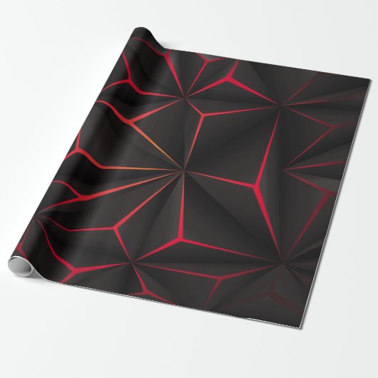 Papier Cadeau techno futuriste Abstrait en polygone noir (Déroulé)