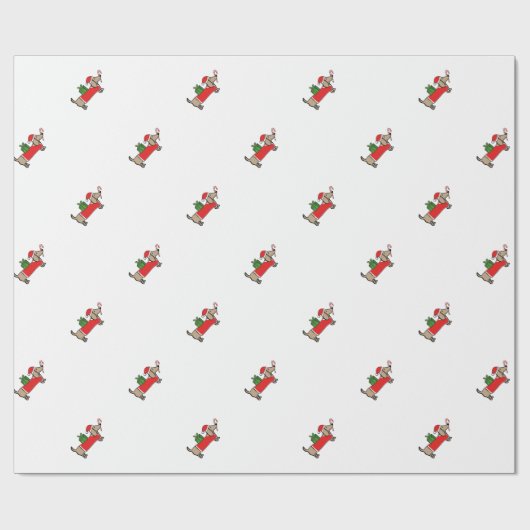 Papier Cadeau Teckel de Noël (Plat)