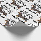 Papier Cadeau Teckel facilement distrait par les saucisses (Coin)