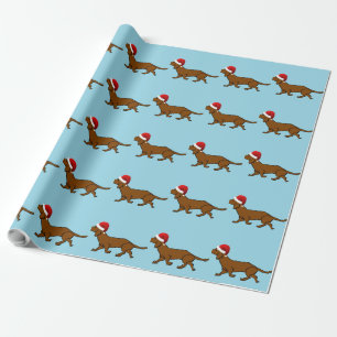 Papier Cadeau Teckel Père Noël