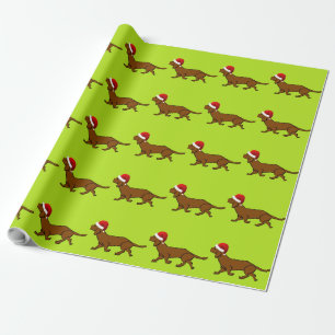 Papier Cadeau Teckel Père Noël