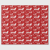 Papier Cadeau Teckels dans la neige avec Noël de coeurs (Plat)