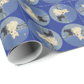 Papier Cadeau Teckels Écossais à Noël (Coin rond)