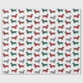 Papier Cadeau Teckels rouges et verts de flanelle de Noël (Plat)