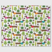 Papier Cadeau Teckels sur une promenade en parc (Plat)