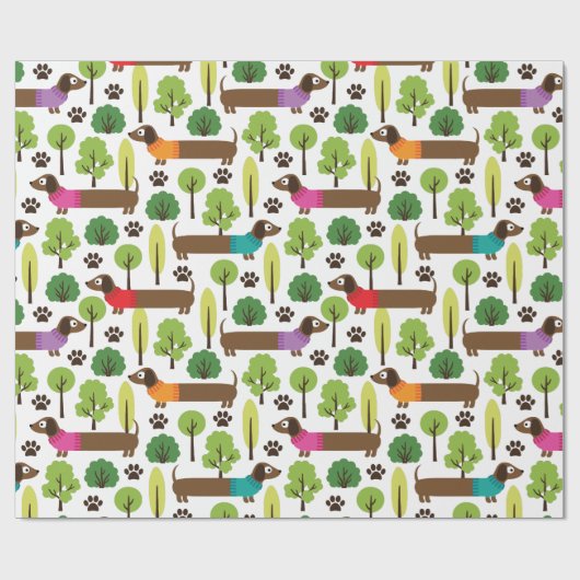 Papier Cadeau Teckels sur une promenade en parc (Plat)