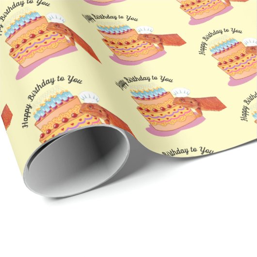 Papier Cadeau Tectez l'oiseau d'anniversaire (Dragon à tête nue) (Coin rond)