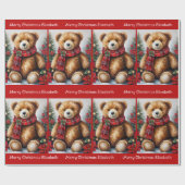 Papier Cadeau Teddy Bear Add Child's Name Christmas Classic (Plat)