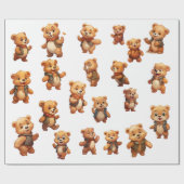 Papier Cadeau Teddy Bear Anniversaire Papier Enveloppant Rouleau (Plat)