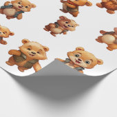Papier Cadeau Teddy Bear Anniversaire Papier Enveloppant Rouleau (Coin)