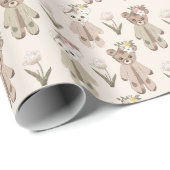 Papier Cadeau Teddy Bear Baby Baby Girl Douche (Coin rond)
