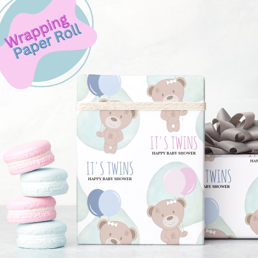 Papier Cadeau Teddy Bear Girl and Boy Twins