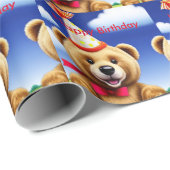 Papier Cadeau Teddy Bear Joyeux anniversaire papier enveloppant (Coin rond)