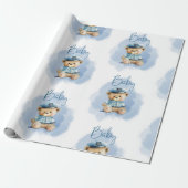 Papier Cadeau Teddy Bear Policeman Baby shower garçon (Déroulé)